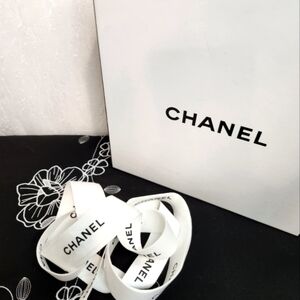 Authentic CHANEL Ribbon, classic white with black lettering, 1 piece 54"…